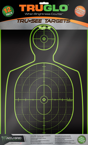 TRUGLO TRU-SEE REACTIVE TARGET HANDGUNNER 12" X 18" 12-PACK - for sale