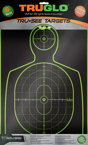 TRUGLO TRU-SEE REACTIVE TARGET HANDGUNNER 12" X 18" 6-PACK - for sale
