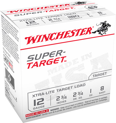 WINCHESTER SUPER TARGET LIGHT AMO 12GA 2 3/4IN #8 1 OZ 2 3/4DRAM 25RD (10 BOXES PER CASE) - for sale