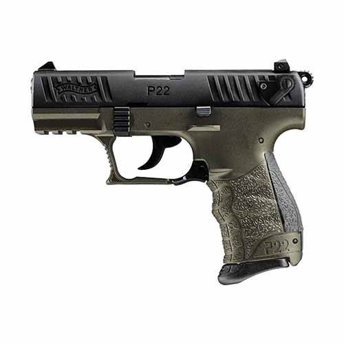 WALTHER P22Q MILITARY .22LR 3.4" 2-TONE BLK SLIDE/OD GREEN - for sale